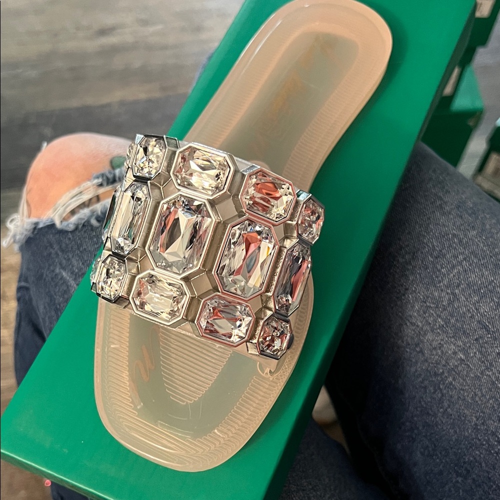 Lauren Lorraine Crystal Embellished Sandals - Cream